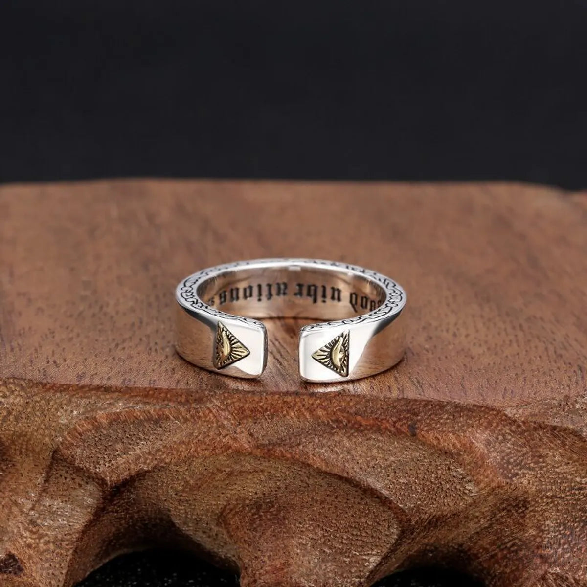 Retro Letter Copper Stoving Varnish Men'S Rings