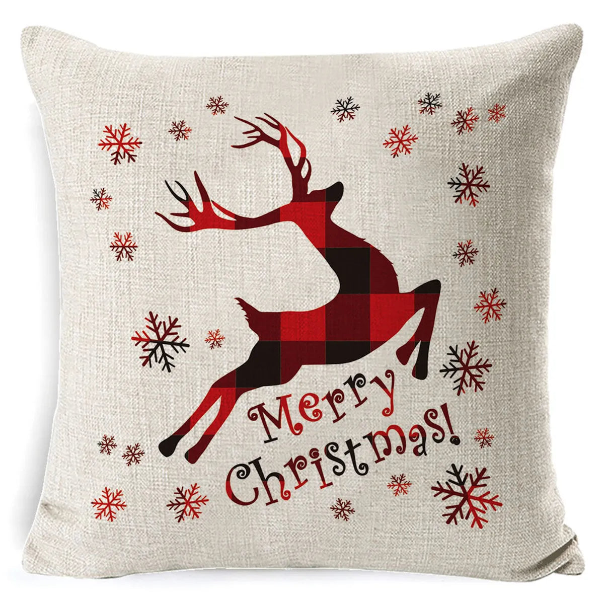 Retro Letter Deer Polyester Pillow Cases