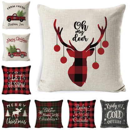 Retro Letter Deer Polyester Pillow Cases