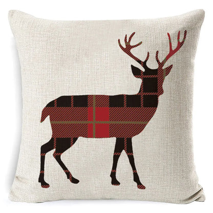 Retro Letter Deer Polyester Pillow Cases