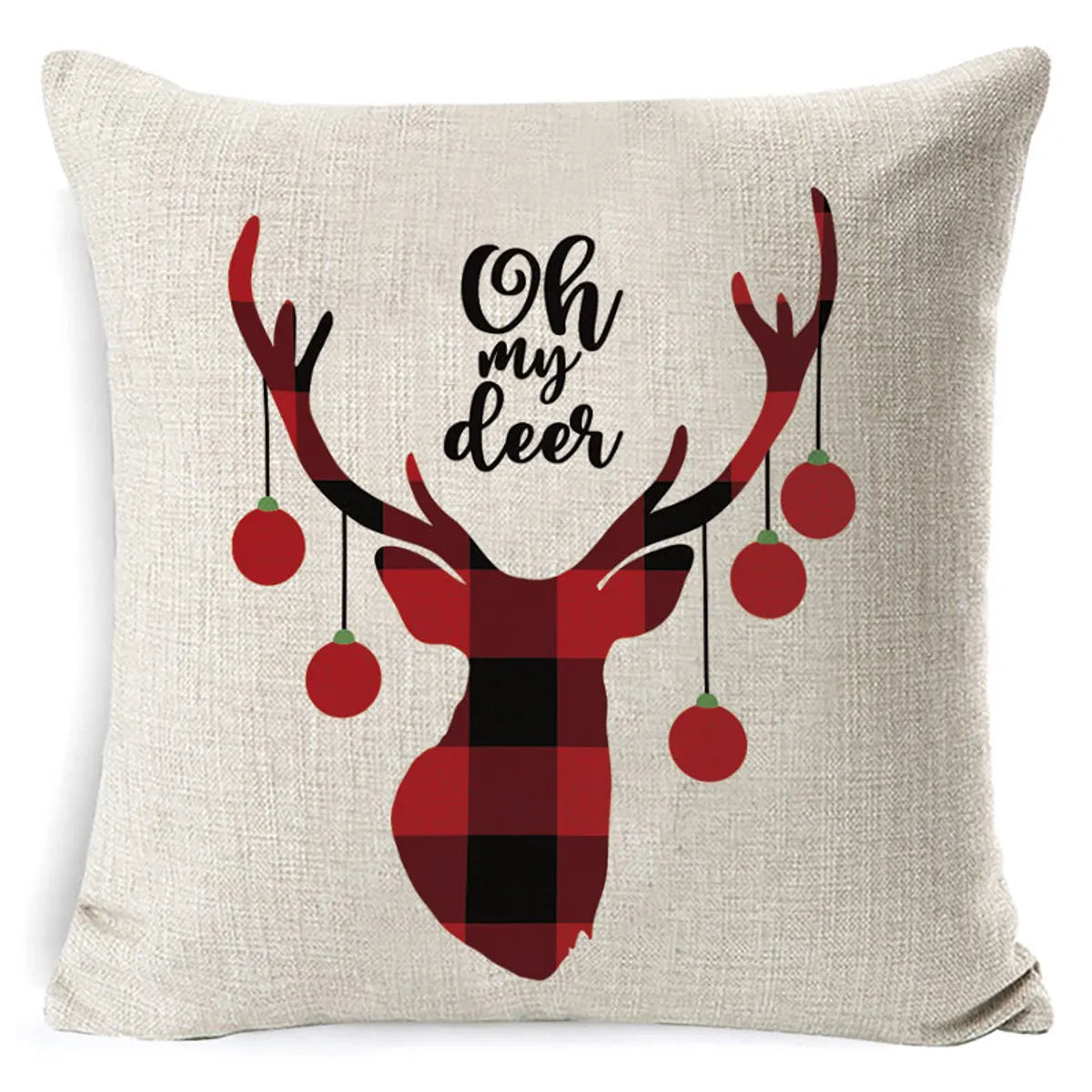 Retro Letter Deer Polyester Pillow Cases