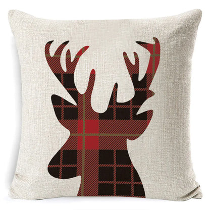 Retro Letter Deer Polyester Pillow Cases