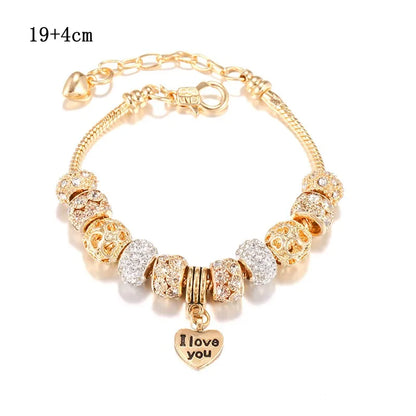 Retro Letter Heart Shape Alloy Soft Clay Copper Inlay Artificial Gemstones Women'S Bracelets