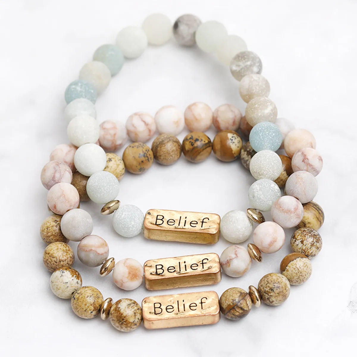 Retro Letter Natural Stone Beaded Unisex Bracelets