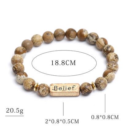 Retro Letter Natural Stone Beaded Unisex Bracelets