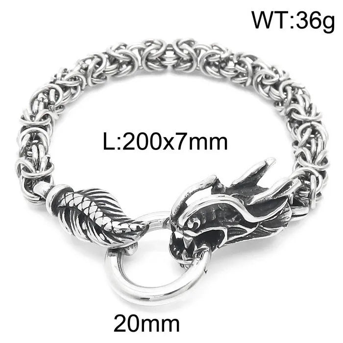 Retro Lion Skull Dragon Stainless Steel Men'S Bracelets