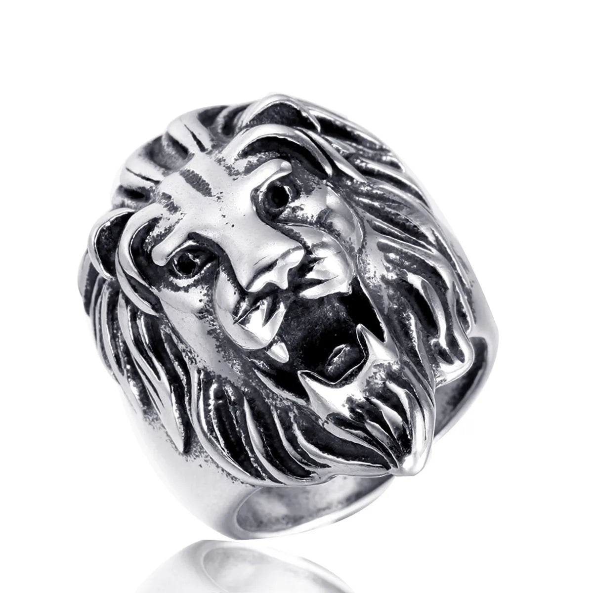 Retro Lion Titanium Steel Polishing None None Men'S Rings