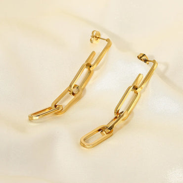 Retro Long Splicing Chain Stainless Steel Earrings