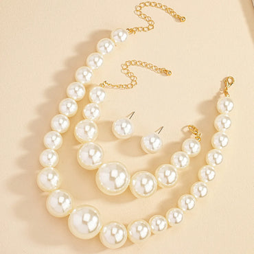 Retro Luxurious French Style Solid Color Imitation Pearl Wholesale Bracelets Earrings Necklace