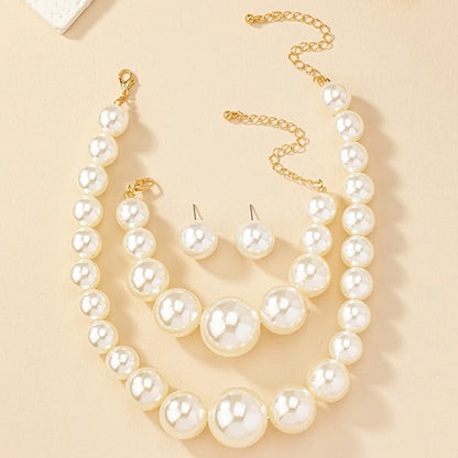 Retro Luxurious French Style Solid Color Imitation Pearl Wholesale Bracelets Earrings Necklace