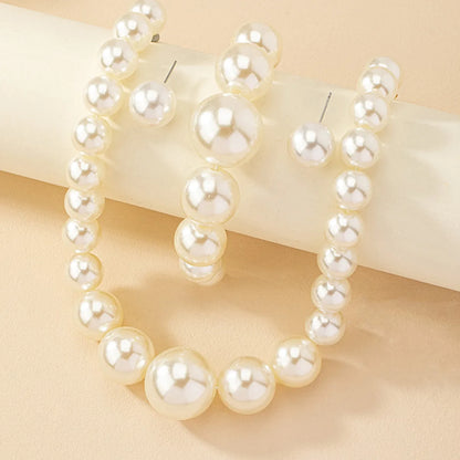 Retro Luxurious French Style Solid Color Imitation Pearl Wholesale Bracelets Earrings Necklace