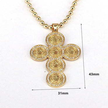 Retro Luxurious Simple Style Cross Copper Plating Inlay Zircon Gold Plated Pendant Necklace