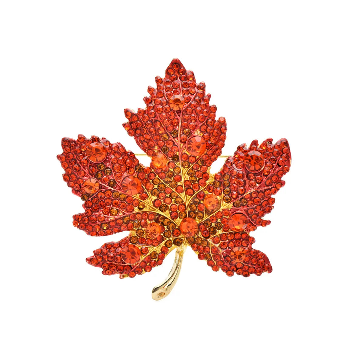 Retro Maple Leaf Alloy Inlay Rhinestones Unisex Brooches