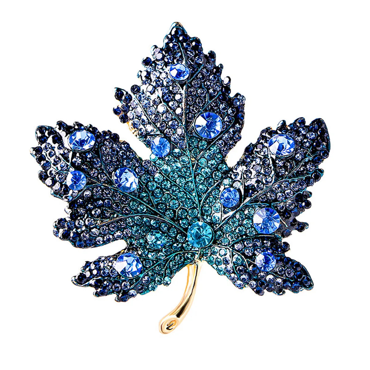 Retro Maple Leaf Alloy Inlay Rhinestones Unisex Brooches