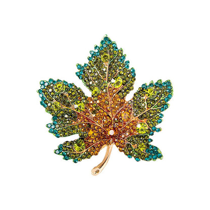 Retro Maple Leaf Alloy Inlay Rhinestones Unisex Brooches