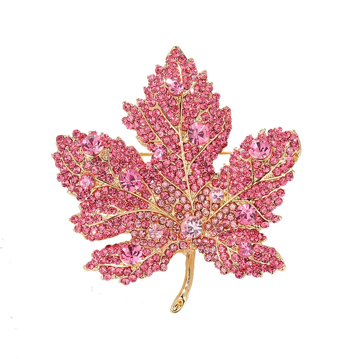 Retro Maple Leaf Alloy Inlay Rhinestones Unisex Brooches