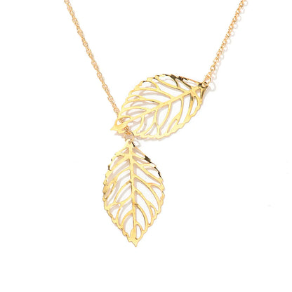 Retro Metal Hollow Leaf Necklace