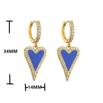 Retro Micro-inlaid Zircon Oil Drop Color Heart Starfish Lightning Earrings