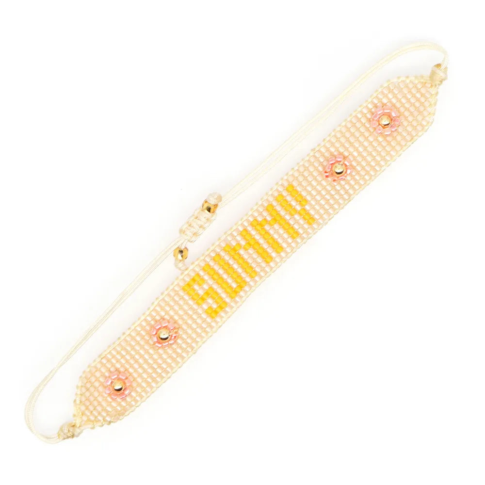 Retro Miyuki Rice Bead Woven Letter Beaded Bracelet