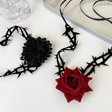 Retro Modern Style Flower Cloth Women'S Choker