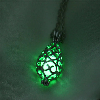 Retro Moon Water Droplets Alloy Luminous Hollow Out Women's Men's Pendant Necklace