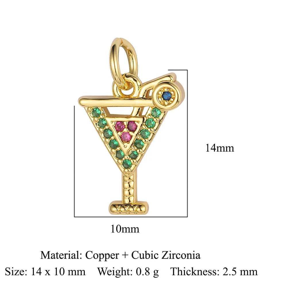 Retro Moon Lightning Copper Plating Inlay Zircon 18k Gold Plated Charms Jewelry Accessories