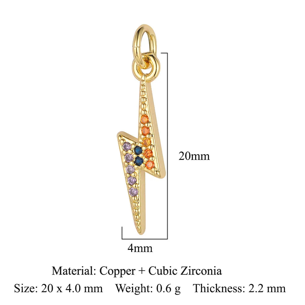 Retro Moon Lightning Copper Plating Inlay Zircon 18k Gold Plated Charms Jewelry Accessories