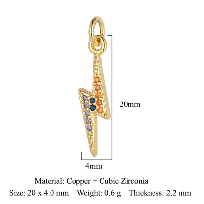 Retro Moon Lightning Copper Plating Inlay Zircon 18k Gold Plated Charms Jewelry Accessories