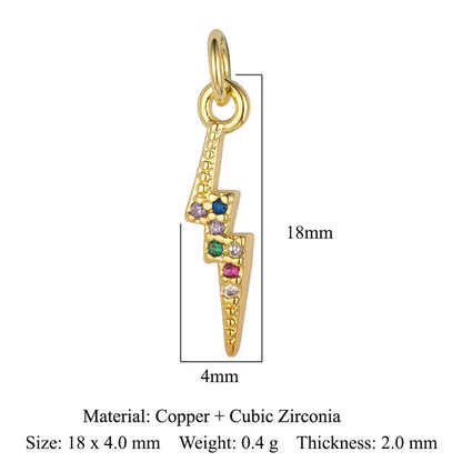 Retro Moon Lightning Copper Plating Inlay Zircon 18k Gold Plated Charms Jewelry Accessories