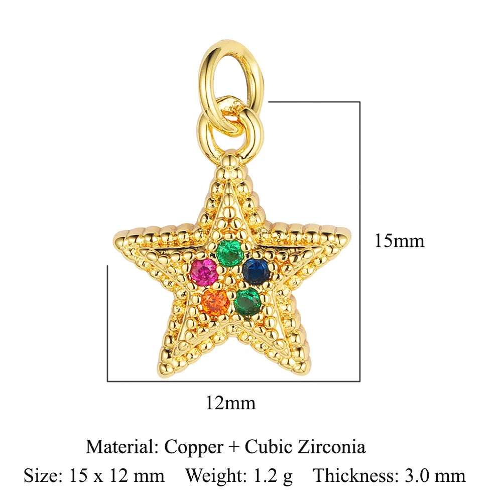 Retro Moon Lightning Copper Plating Inlay Zircon 18k Gold Plated Charms Jewelry Accessories