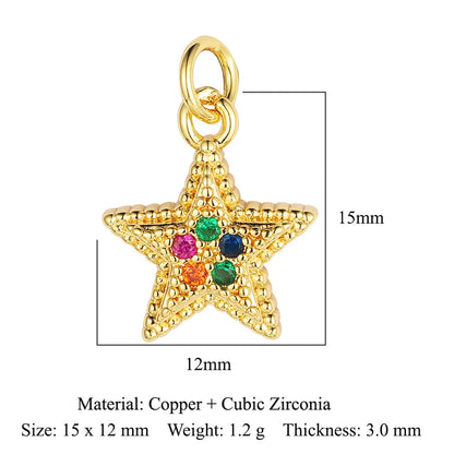 Retro Moon Lightning Copper Plating Inlay Zircon 18k Gold Plated Charms Jewelry Accessories