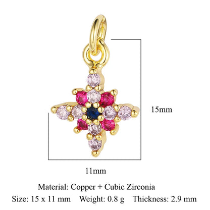 Retro Moon Lightning Copper Plating Inlay Zircon 18k Gold Plated Charms Jewelry Accessories