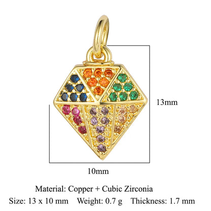 Retro Moon Lightning Copper Plating Inlay Zircon 18k Gold Plated Charms Jewelry Accessories