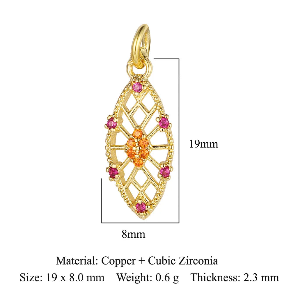 Retro Moon Lightning Copper Plating Inlay Zircon 18k Gold Plated Charms Jewelry Accessories