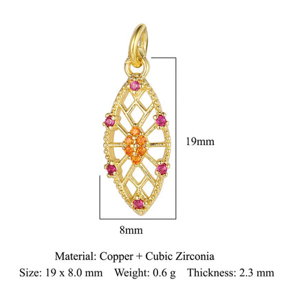 Retro Moon Lightning Copper Plating Inlay Zircon 18k Gold Plated Charms Jewelry Accessories