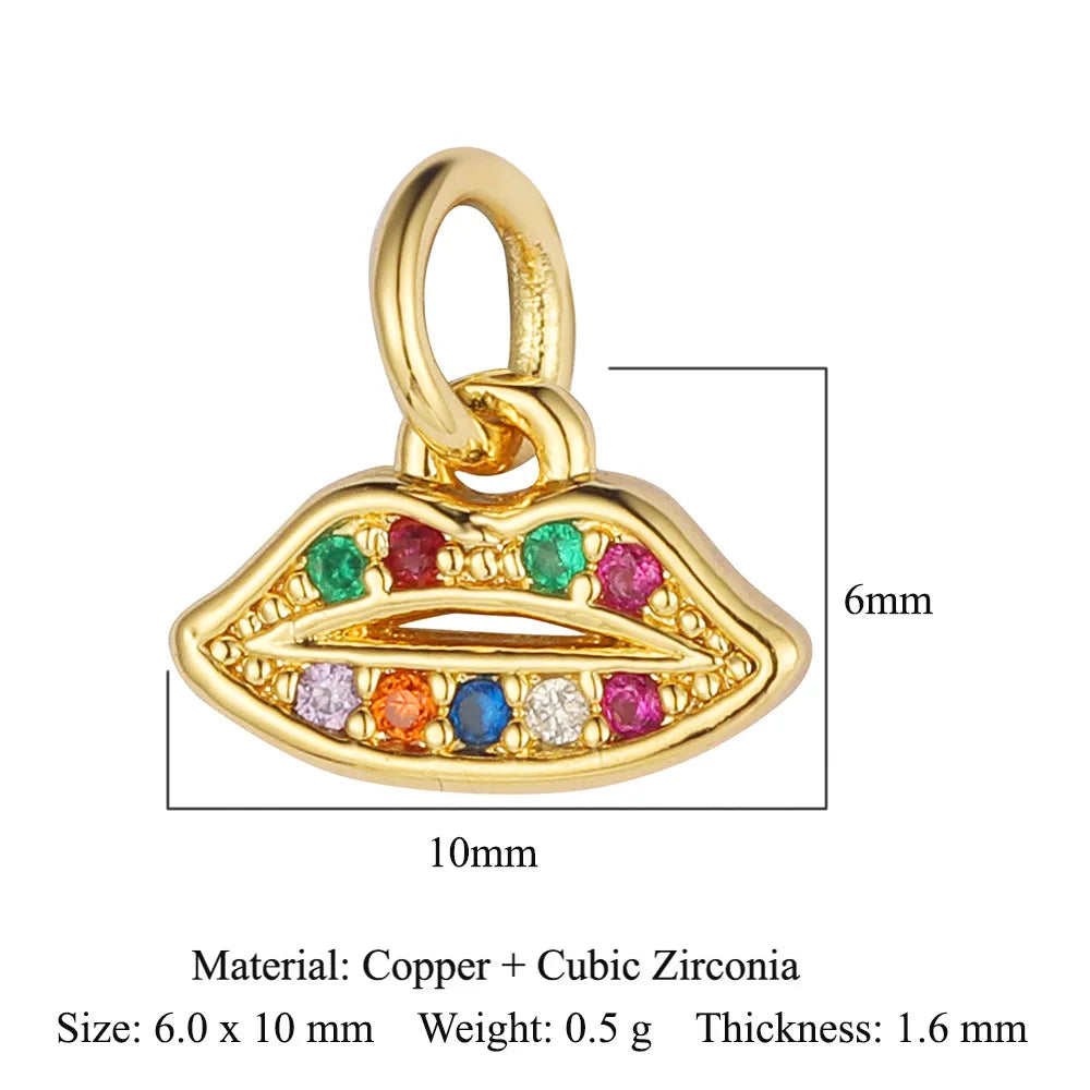 Retro Moon Lightning Copper Plating Inlay Zircon 18k Gold Plated Charms Jewelry Accessories