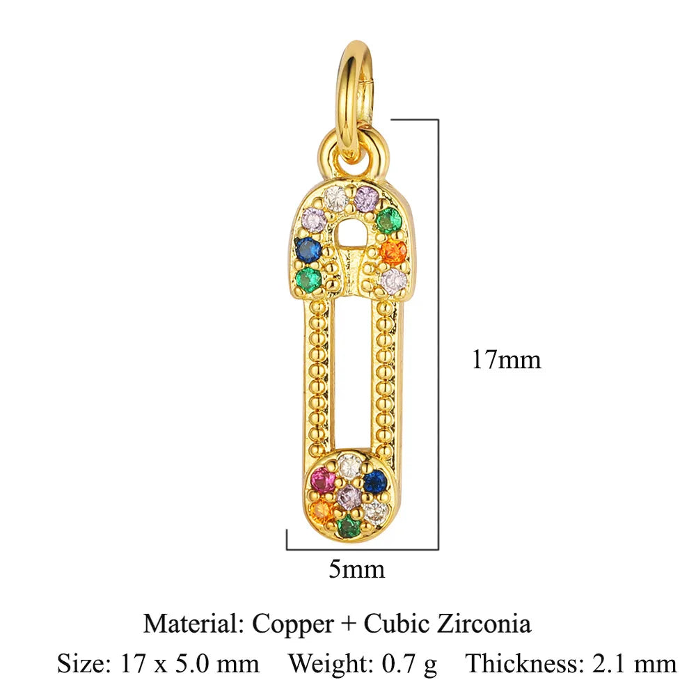 Retro Moon Lightning Copper Plating Inlay Zircon 18k Gold Plated Charms Jewelry Accessories