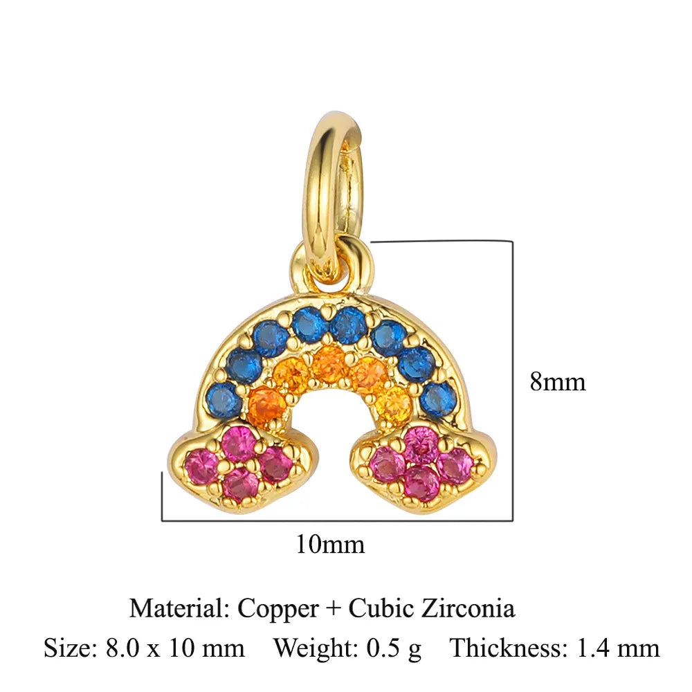 Retro Moon Lightning Copper Plating Inlay Zircon 18k Gold Plated Charms Jewelry Accessories