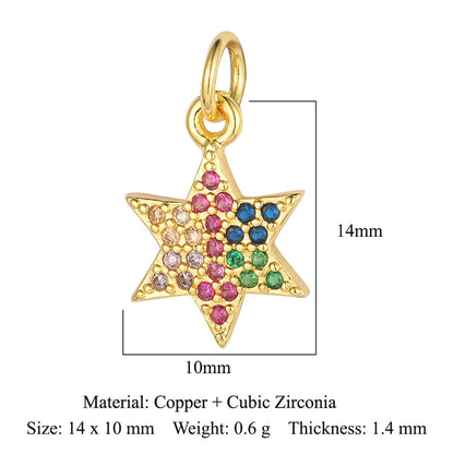 Retro Moon Lightning Copper Plating Inlay Zircon 18k Gold Plated Charms Jewelry Accessories