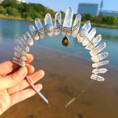 Retro Moon Starfish Crystal Handmade Hair Band