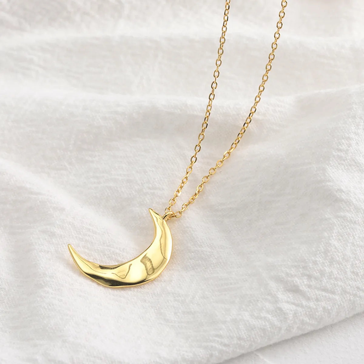 Retro Moon Sterling Silver Polishing Pendant Necklace