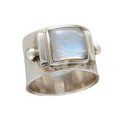 Retro Moonstone Ring European And American Copper Inlaid Gemstone Ring