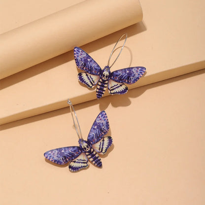 1 Pair Retro Moth Three-dimensional Arylic Drop Earrings