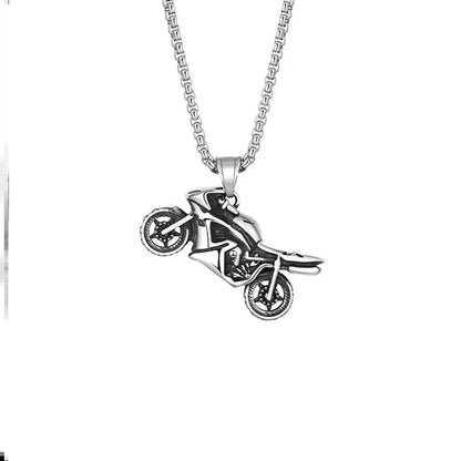 Retro Motorcycle Stainless Steel Alloy Plating Men'S Pendant Necklace