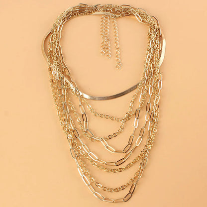 Retro Multi-Layer Geometric Chain Necklace Wholesale Nihaojewelry