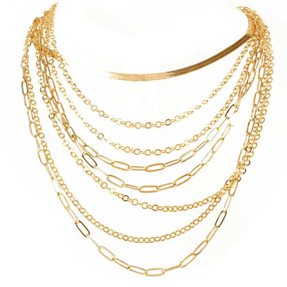 Retro Multi-Layer Geometric Chain Necklace Wholesale Nihaojewelry