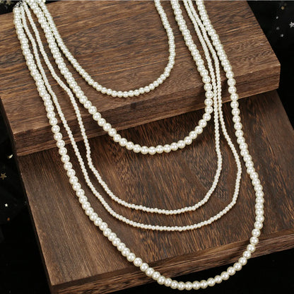 Retro Multi-layered Pearl Necklace Bridal Wedding Jewelry