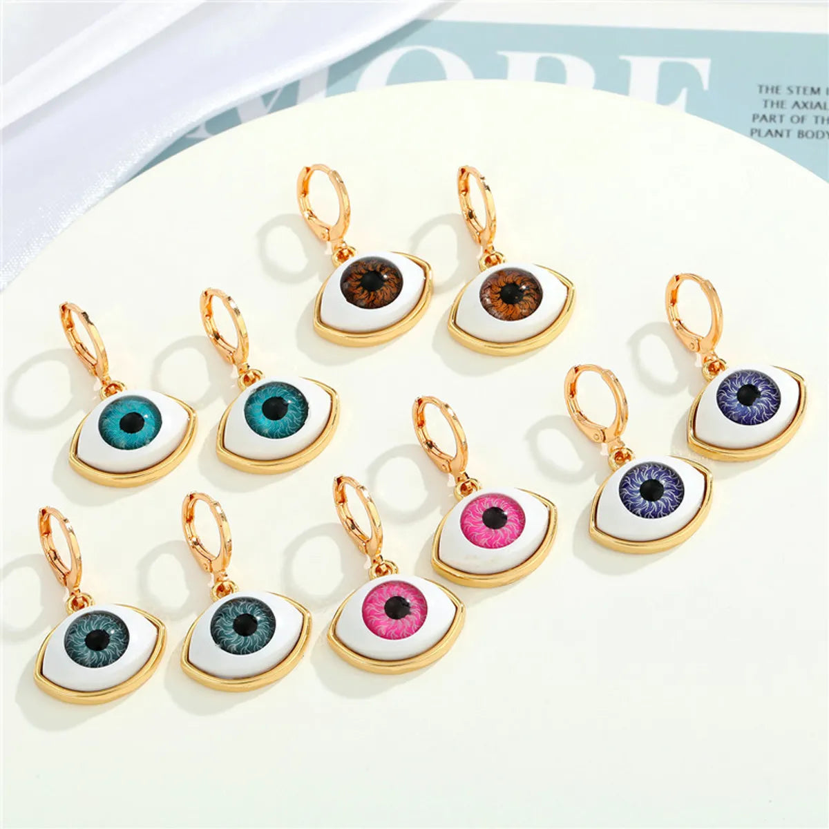 Europe And America Cross Border Ornament Multi-color Eyeballs Ear Clip New Ethnic Dripping Eyes Ear Ring Eyes Eardrop Earring