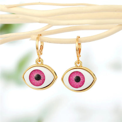 Europe And America Cross Border Ornament Multi-color Eyeballs Ear Clip New Ethnic Dripping Eyes Ear Ring Eyes Eardrop Earring