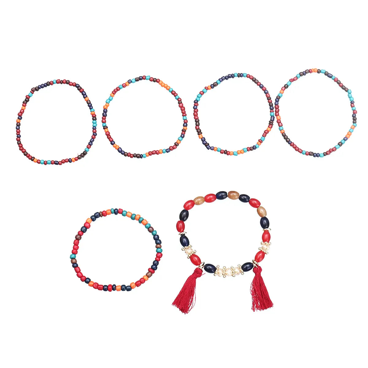 Retro Multicolor Glass Beads Beaded Women's Bracelets 1 Set